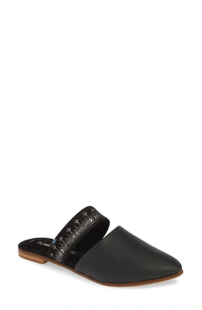 Toms Jutti Embroidered Mule In Black Leather