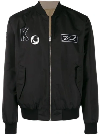 Karl Lagerfeld Reversible Bomber Jacket In Black