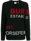 BURBERRY BURBERRY HORSEFERRY INTARSIA SWEATER - 黑色
