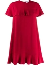 RED VALENTINO RUFFLE TRIMMED DRESS