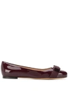 Ferragamo Varina Bow-embellished Patent-leather Ballet Flats In Purple