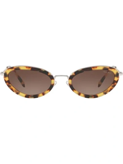 Miu Miu Délice Tortoiseshell Print Oval Sunglasses In Brown Gradient