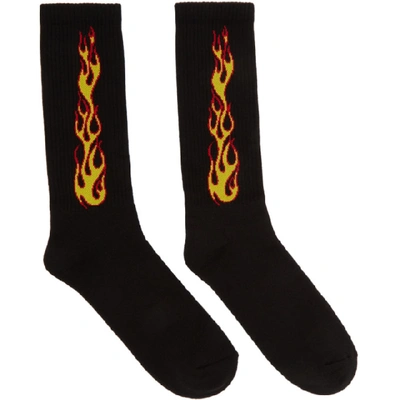 Palm Angels 黑色 Flames 中筒袜 In Black