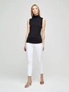 L Agence Carlissa Velvet Sleeveless Turtleneck Top In Black