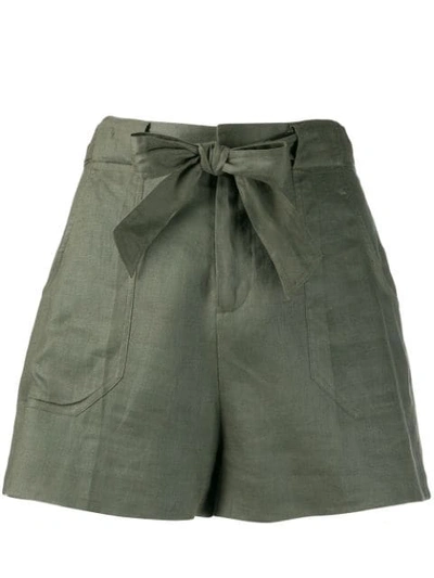 Equipment Taimee Belted Linen Shorts In Green