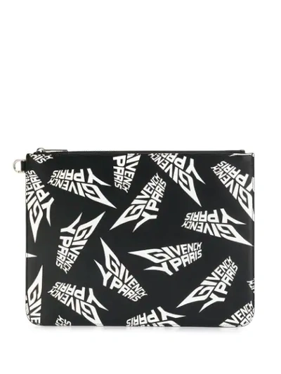 Givenchy Logo Printed Clutch Bag - 黑色 In White