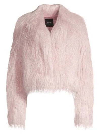 Smythe Faux Shearling Cropped Jacket In Orchid