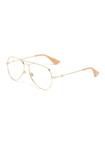 Gucci Metal Aviator Optical Glasses In Metallic