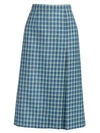 BALENCIAGA High Slit Plaid Pencil Skirt