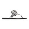 VERSACE SILVER PALAZZO FLAT THONG SANDALS