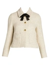 MIU MIU SEQUIN TWEED BOW JACKET