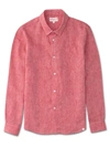 Derek Rose Men's Shirt Monaco Linen Red In Red