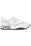 JIMMY CHOO RAINE LEATHER AND NEOPRENE SNEAKERS