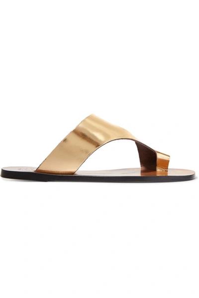 Atp Atelier Roma Cutout Metallic Leather Sandals In Gold