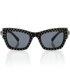 Versace Studded Rectangle Acetate Sunglasses In Grey Classic