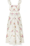 ZIMMERMANN ALLIA LACE-TRIMMED EMBROIDERED LINEN AND COTTON-BLEND MAXI DRESS