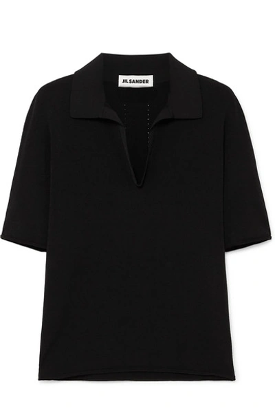 Jil Sander Stretch-jersey Polo Shirt In Black