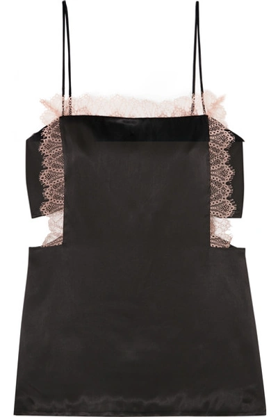 3.1 Phillip Lim / フィリップ リム Lace-trimmed Cutout Satin Top In Black