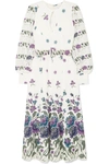 ANDREW GN LACE-TRIMMED PRINTED SILK-BLEND MIDI DRESS