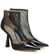 JIMMY CHOO KIX 100 LEATHER AND MESH ANKLE BOOTS,P00394165