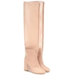 MM6 MAISON MARGIELA LEATHER AND MESH KNEE-HIGH BOOTS,P00398122