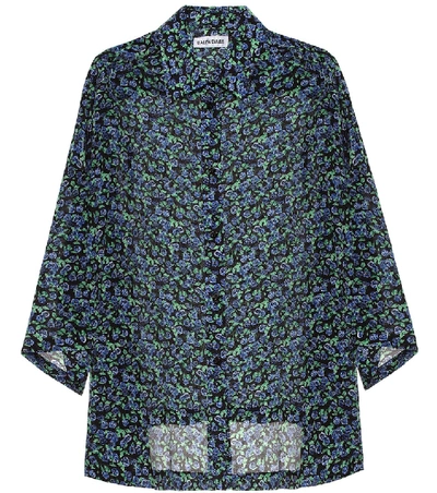 Balenciaga Printed Silk Shirt In Blue