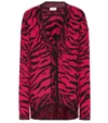 Saint Laurent Zebra-intarsia Wool-blend Cardigan In Pink