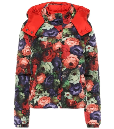 Moncler Koura Reversible Floral Print Down Jacket In Red