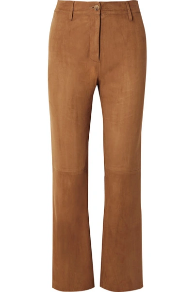 Nili Lotan Vianna Suede Flared Trousers In Camel