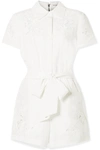 ALICE AND OLIVIA LANNA GUIPURE LACE-TRIMMED LYOCELL AND LINEN-BLEND PLAYSUIT