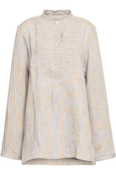 Acne Studios Striped Linen-blend Tunic In Neutral