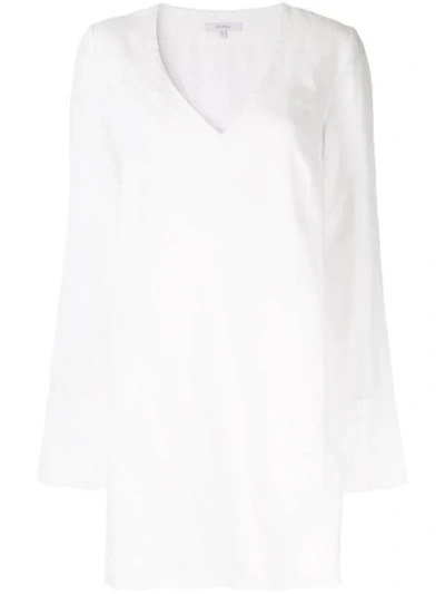 Venroy V-neck Mini Dress In White