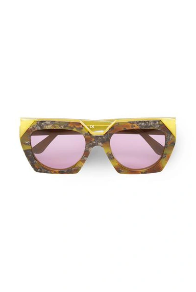 Ganni Double Layered Sunglasses In Maize In Brown