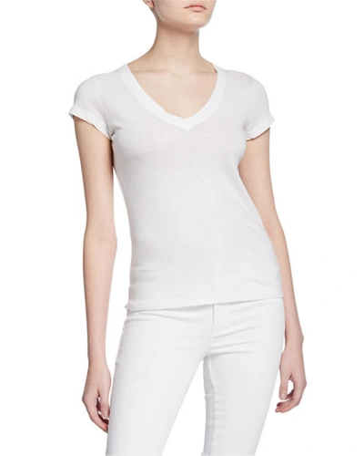 L'agence Becca V-neck Short-sleeve Tee In White