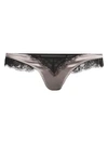Kiki De Montparnasse Lace Inset Thong In Silver Black