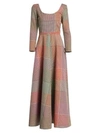 ROSIE ASSOULIN Mixed Plaid Long-Sleeve Dress