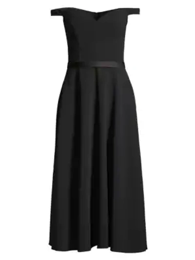 Jason Wu Collection Off-the-shoulder Stretch Crepe Midi Dress In Black