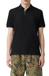 Burberry Cotton Pique Polo Shirt With Logo Lettering In Black