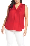 Vince Camuto Plus Shirred Sleeveless Top In Fireside
