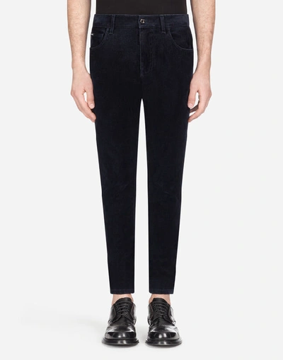 Dolce & Gabbana Five-pocket Pants In Stretch Cotton In Blue