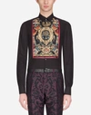 DOLCE & GABBANA COTTON GOLD-FIT SHIRT WITH PRINTED PLACKET