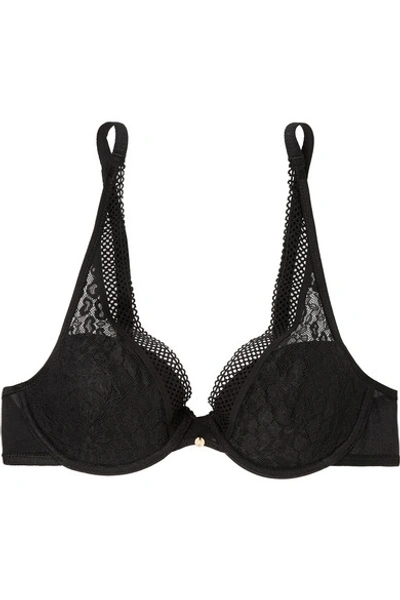 Chantelle Spirit Stretch-lace And Tulle Underwired Plunge Bra In Black