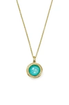 Ippolita Lollipop Small 18k Yellow Gold, Doublet & Diamond Pendant Necklace In Turquoise
