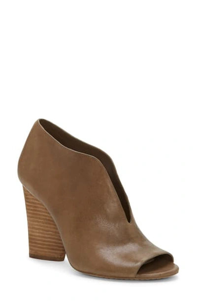 Vince Camuto Andrita Open Toe Bootie In Olive Moss Leather