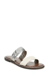 Sam Edelman Gala Snake-embossed Leather Slide Sandals In Black/white Embossed Leather