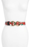 DOLCE & GABBANA BIANCO GERANIUM PRINT REVERSIBLE LOGO BUCKLE LEATHER BELT,BE1333AZ760