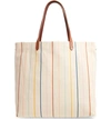MADEWELL THE CANVAS TRANSPORT TOTE: RAINBOW PINSTRIPE EDITION,L7098