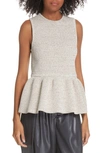 TIBI TECH TWEEDY SCULPTED PEPLUM SWEATER,P219TT6180