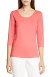 Hugo Boss Scoop Neck Stretch Jersey Top In Camelia