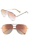 Quay X Desi Perkins High Key 62mm Aviator Sunglasses - Rose/ Copper Fade In Rose/ Copper Fade